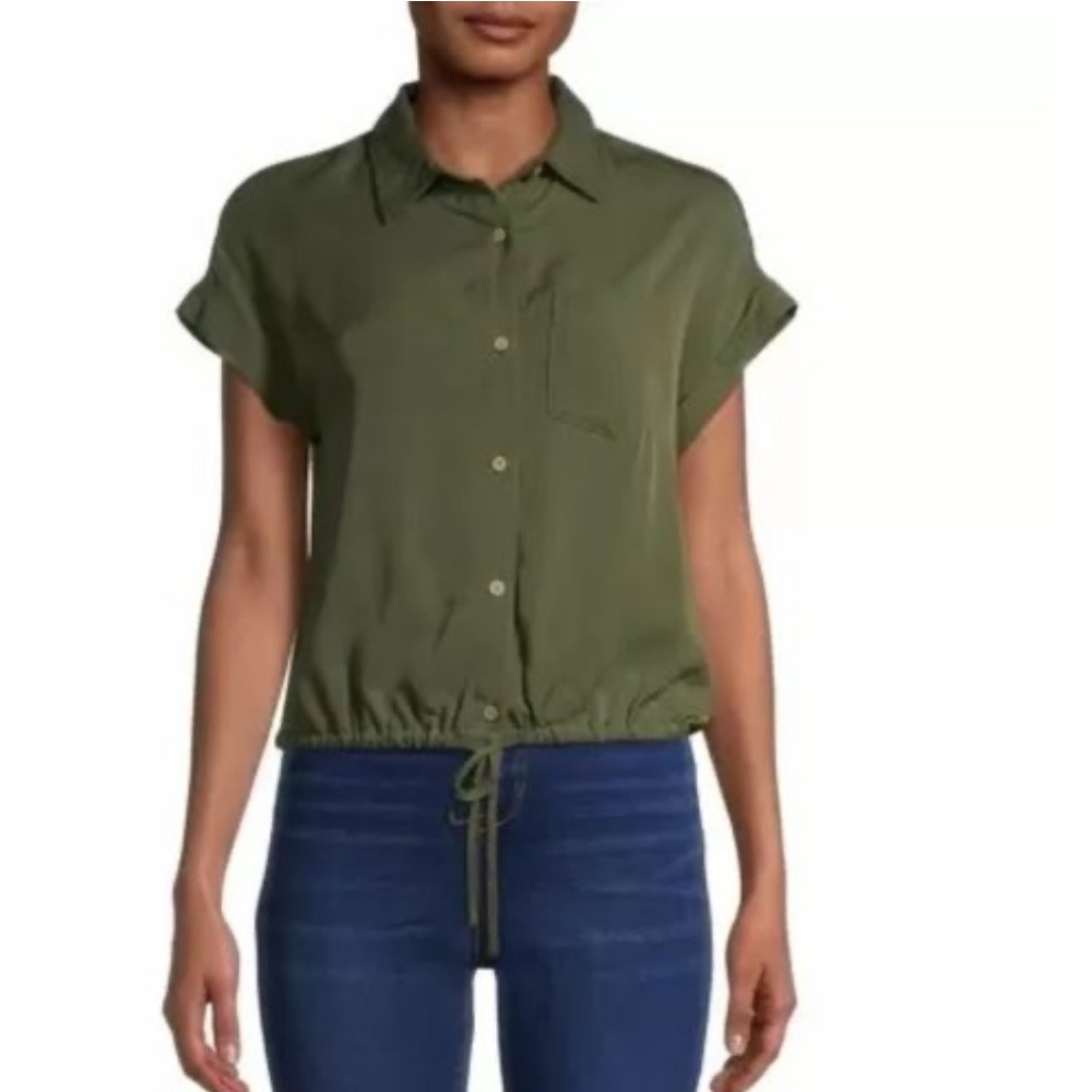 No Boundaries Green Button-Down Shirt